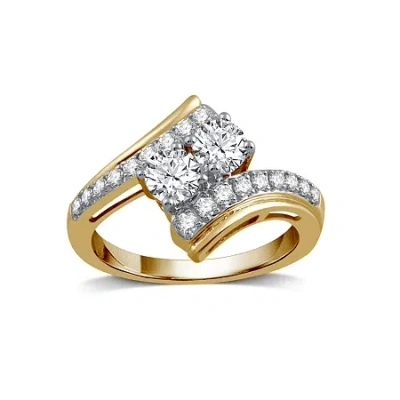 Modern Bride Love Lives Forever Womens 1 Ct. Natural White Diamond 10k Gold Engagement Ring In Transparent