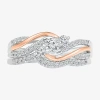 Modern Bride Love Lives Forever Womens 1/2 Ct.t.w. Natural Diamond 10k Rose Gold Sterling Silver Bridal Set In Silver