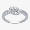 Modern Bride Love Lives Forever Womens 1/4 Ct. T.w. Natural White Diamond 10k White Gold 3-stone Engagement Ring In White