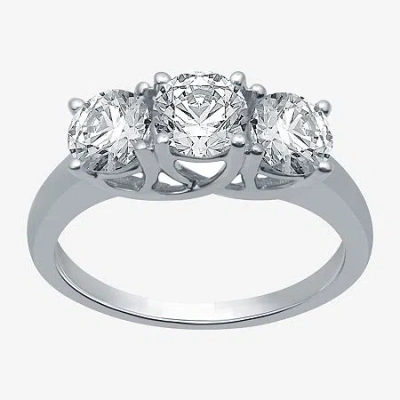 Modern Bride Love Lives Forever Womens 2 Ct. T.w. Natural White Diamond 10k Gold Round 3-stone Engagement Ring