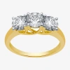Modern Bride Love Lives Forever Womens 2 Ct. T.w. Natural White Diamond 10k Gold Round 3-stone Engagement Ring In Gold