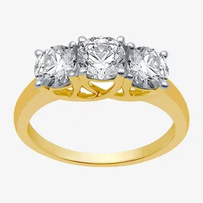 Modern Bride Love Lives Forever Womens 2 Ct. T.w. Natural White Diamond 10k Gold Round 3-stone Engagement Ring