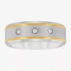 Modern Bride Men's 1/10 Ct.t.w. Natural Diamond Two-tone Wedding Band In Metallic