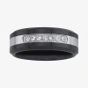 Modern Bride Men's 1/7 Ct.t.w. Natural Diamond Two-tone Wedding Band In Transparent