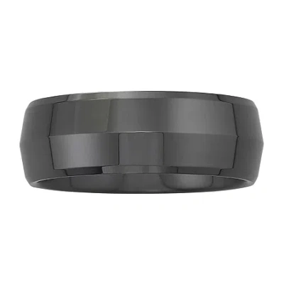 Modern Bride Men's 8mm Domed Band Ceramic In Black