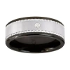 Modern Bride Men's Black Ceramic Ring W/ Tungsten & Diamond Accent In Multi