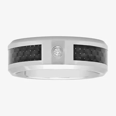 Modern Bride Men's Diamond-accent Two-tone Wedding Band In Transparent