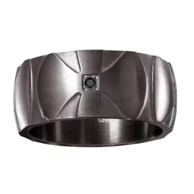 Modern Bride Mens 10mm Diamond Accent Natural Black Diamond Stainless Steel Cross Wedding Band