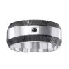 Modern Bride Mens 10mm Diamond Accent Natural Black Diamond Stainless Steel Wedding Band In Silver