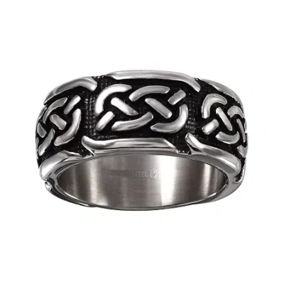 Modern Bride Mens 10mm Gray Stainless Steel Celtic Wedding Band In Transparent