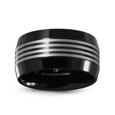 Modern Bride Mens 10mm Stainless Steel Wedding Band In Transparent