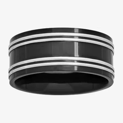Modern Bride Mens 10mm Two-tone Stainless Steel Wedding Band In Multi