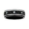 Modern Bride Mens 1/10 C.t. Tw. Natural Diamond Black Titanium Wedding Band In Black
