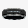 Modern Bride Mens 1/10 C.t. Tw. Natural Diamond Black Titanium Wedding Band In Black