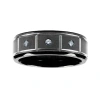 Modern Bride Mens 1/10 Ct.t.w. Natural Diamond Black Titanium Wedding Band In Black