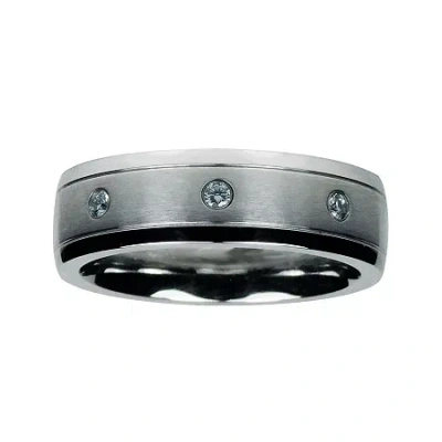 Modern Bride Mens 1/10 Ct.t.w. Natural Diamond Cobalt Wedding Band In Gray