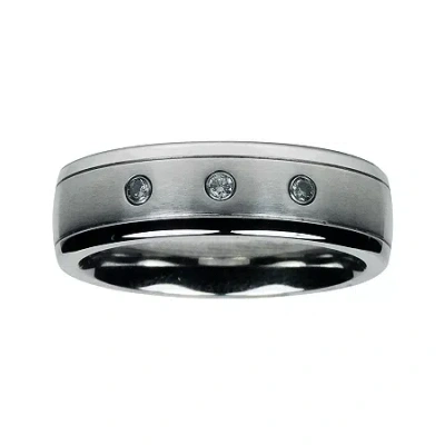 Modern Bride Mens 1/10 Ct.t.w. Natural Diamond Cobalt Wedding Band In White