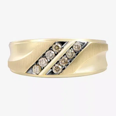 Modern Bride Mens 1/3 Ct.t.w. Champagne Diamond 10k Yellow Gold Ring