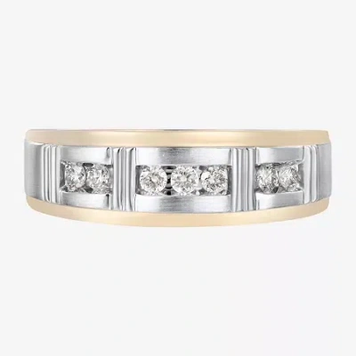 Modern Bride Mens 1/4 Ct. T.w. Natural White Diamond 10k Gold Wedding Band In Yellow