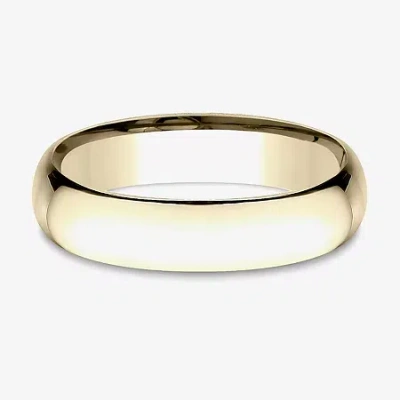 Modern Bride Mens 14k White Gold 5mm Light Comfort-fit Wedding Band In Yellow