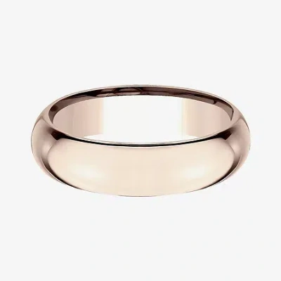 Modern Bride Mens 14k White Gold 6mm High Dome Comfort-fit Wedding Band In Pink