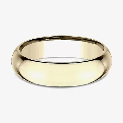 Modern Bride Mens 14k White Gold 6mm High Dome Comfort-fit Wedding Band In Yellow