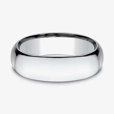 Modern Bride Mens 14k White Gold 7mm Light Comfort-fit Wedding Band In Metallic