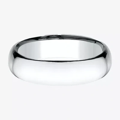 Modern Bride Mens 14k Yellow Gold 6mm Light Comfort-fit Wedding Band In White