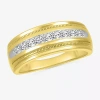 Modern Bride Mens 2.5mm 1/2 Ct. T.w. Natural White Diamond 14k Gold Wedding Band In Gold