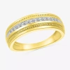 Modern Bride Mens 2.5mm 1/4 Ct. T.w. Natural White Diamond 14k Gold Wedding Band In Gold