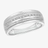 Modern Bride Mens 2.5mm 1/5 Ct. Natural White Diamond 10k White Gold Wedding Band In Silver