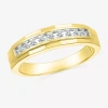 Modern Bride Mens 3.5mm 1/4 Ct. T.w. Natural White Diamond 14k Gold Wedding Band In Gold