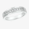 Modern Bride Mens 3.5mm 1/4 Ct. T.w. Natural White Diamond 14k White Gold Wedding Band In Metallic