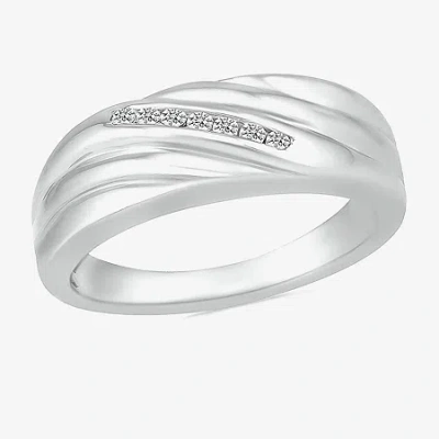 Modern Bride Mens 3.5mm 1/6 Ct. T.w. Natural White Diamond 10k Two Tone Gold Wedding Band