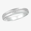 Modern Bride Mens 3.5mm 1/6 Ct. T.w. Natural White Diamond 10k White Gold Wedding Band In Green