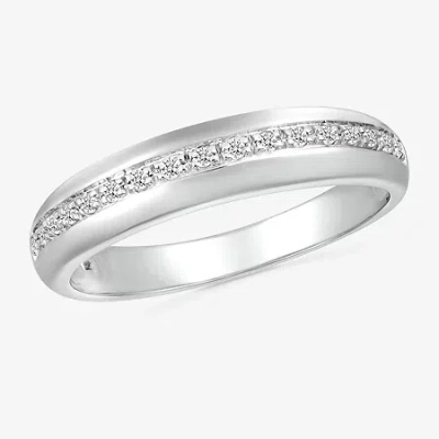 Modern Bride Mens 3.5mm 1/6 Ct. T.w. Natural White Diamond 10k White Gold Wedding Band In Green