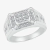 Modern Bride Mens 3.5mm 5/8 Ct. T.w. Natural White Diamond 14k White Gold Wedding Band In Silver
