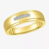 Modern Bride Mens 4.5mm 1/10 Ct. T.w. Natural White Diamond 14k Gold Wedding Band In Gold