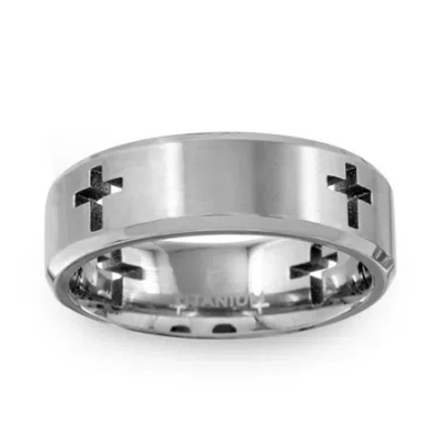 Modern Bride Mens 5mm Titanium Wedding Band In Metallic