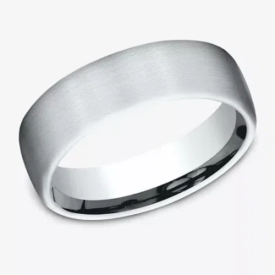 Modern Bride Mens 6.5mm 10k White Gold Wedding Band