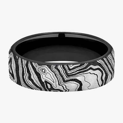 Modern Bride Mens 6.5mm Titanium Wedding Band In Black