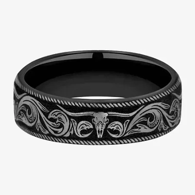 Modern Bride Mens 6.5mm Titanium Wedding Band In Black