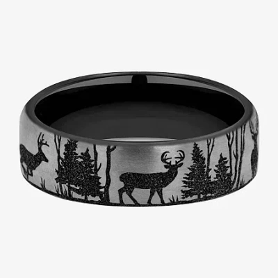 Modern Bride Mens 6.5mm Titanium Wedding Band In Black
