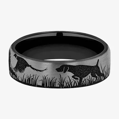 Modern Bride Mens 6.5mm Titanium Wedding Band In Black