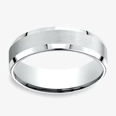 Modern Bride Mens 6mm 10k Gold Wedding Band In White