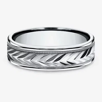 Modern Bride Mens 6mm 10k Gold Wedding Band In Silver