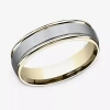 Modern Bride Mens 6mm 10k Two Tone Gold Wedding Band In Gray