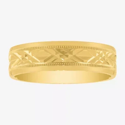 Modern Bride Mens 6mm 14k Gold Over Silver Wedding Band In Transparent