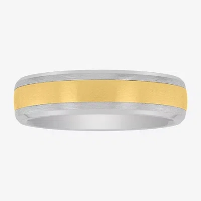 Modern Bride Mens 6mm 14k Gold Tungsten Wedding Band In Silver