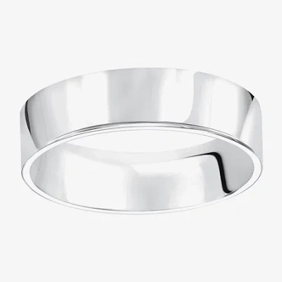 Modern Bride Mens 6mm 14k White Gold Wedding Band